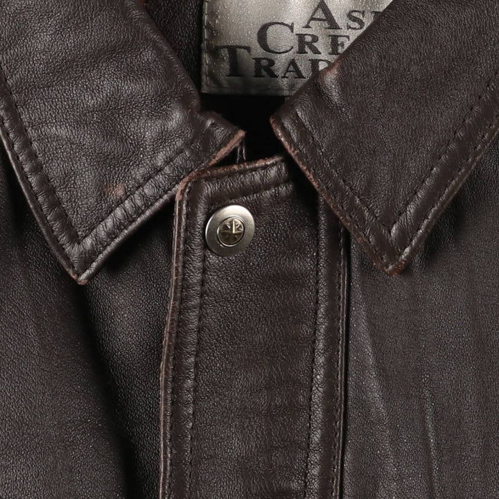 Ash Creek Trading Padded Leather Blouson, Men's XL genuine leather brown type Vintage Second Hand