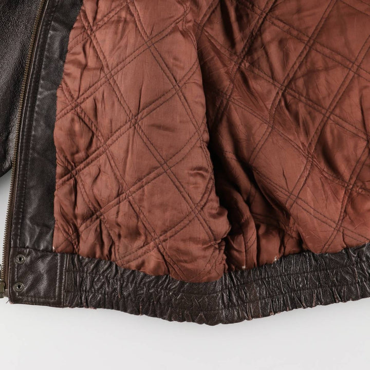 Ash Creek Trading Padded Leather Blouson, Men's XL genuine leather brown type Vintage Second Hand