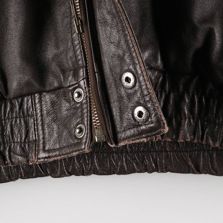 Ash Creek Trading Padded Leather Blouson, Men's XL genuine leather brown type Vintage Second Hand