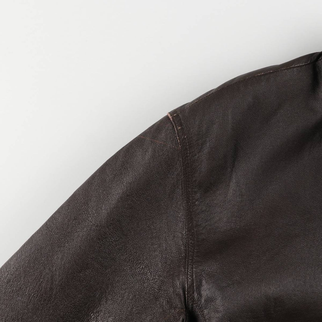 Ash Creek Trading Padded Leather Blouson, Men's XL genuine leather brown type Vintage Second Hand