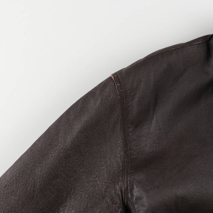 Ash Creek Trading Padded Leather Blouson, Men's XL genuine leather brown type Vintage Second Hand