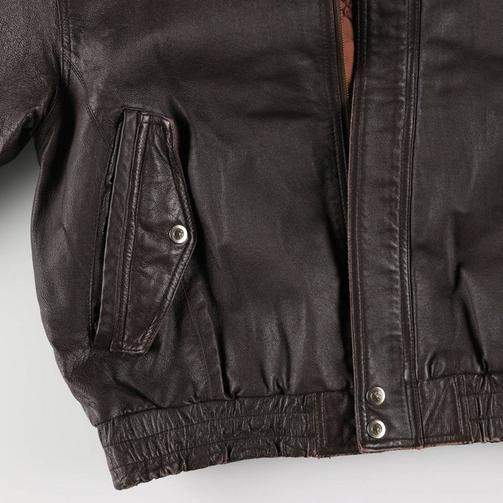 Ash Creek Trading Padded Leather Blouson, Men's XL genuine leather brown type Vintage Second Hand