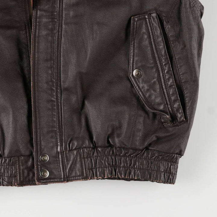 Ash Creek Trading Padded Leather Blouson, Men's XL genuine leather brown type Vintage Second Hand