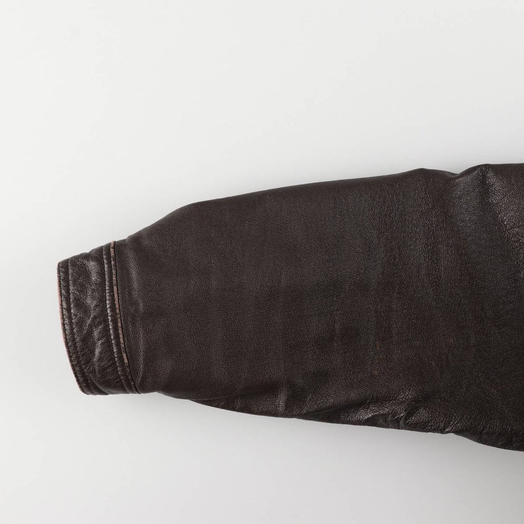 Ash Creek Trading Padded Leather Blouson, Men's XL genuine leather brown type Vintage Second Hand