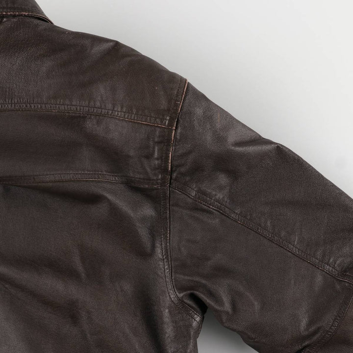 Ash Creek Trading Padded Leather Blouson, Men's XL genuine leather brown type Vintage Second Hand