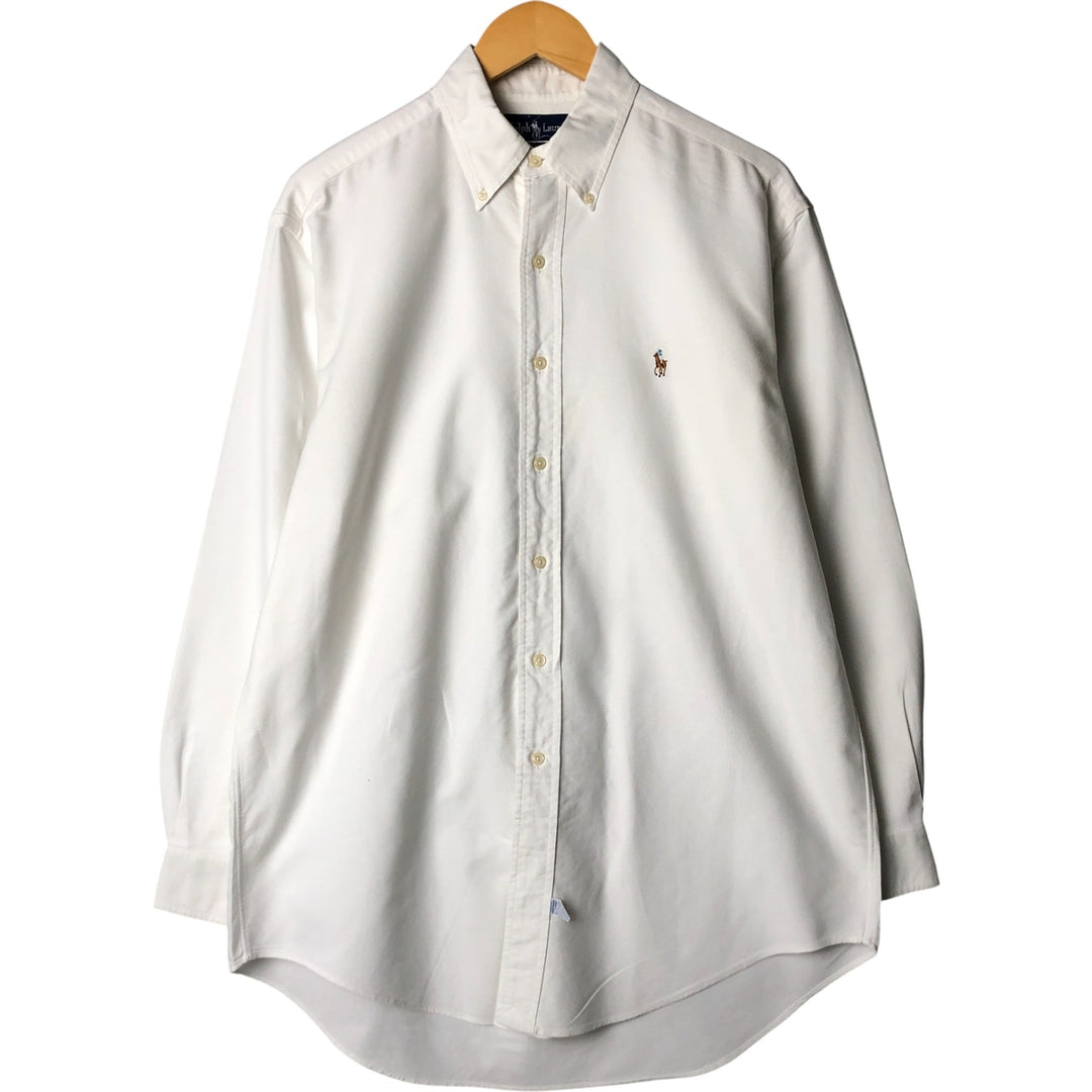 Ralph Lauren YARMOUTH long sleeve button down shirt, men's size M cotton white type Vintage Second Hand