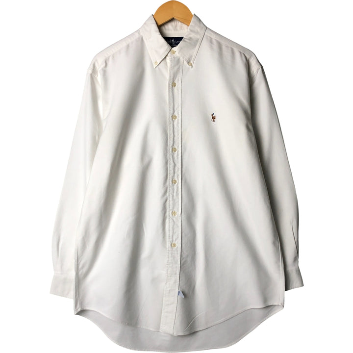Ralph Lauren YARMOUTH long sleeve button down shirt, men's size M cotton white type Vintage Second Hand