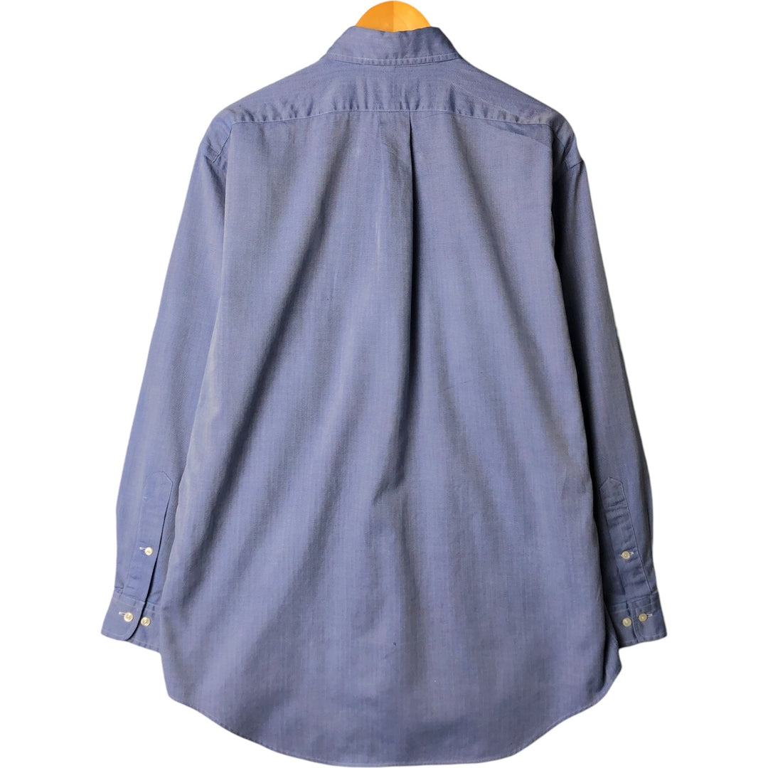 Ralph Lauren YARMOUTH Herringbone Long Sleeve Button Down Shirt Men's M Size cotton blue type Vintage Second Hand
