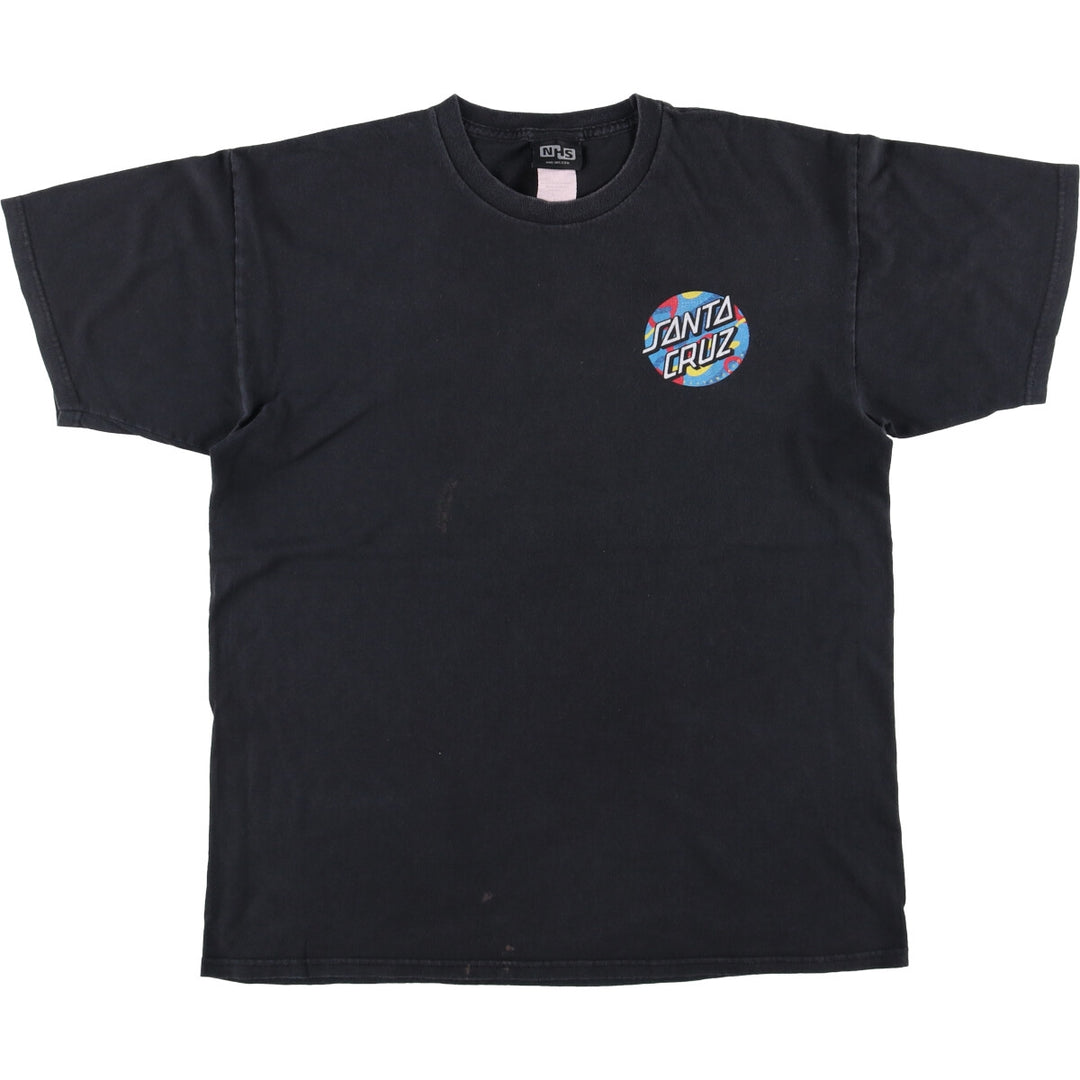NHS SANTA CRUZ Santa Cruz Surf Skate T-shirt, Men's Size L cotton black type Vintage Second Hand