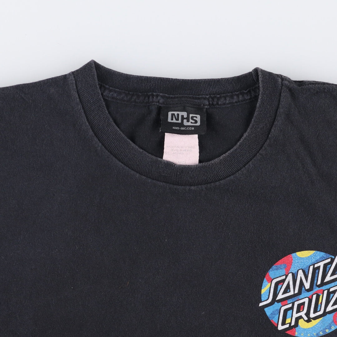 NHS SANTA CRUZ Santa Cruz Surf Skate T-shirt, Men's Size L cotton black type Vintage Second Hand