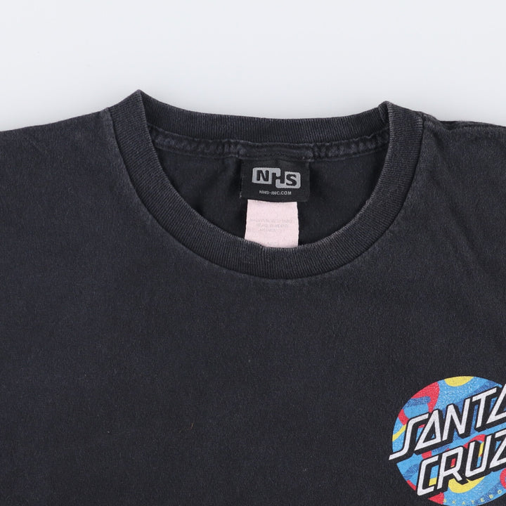 NHS SANTA CRUZ Santa Cruz Surf Skate T-shirt, Men's Size L cotton black type Vintage Second Hand