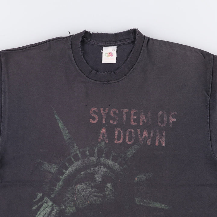 Fruit of the Loom System of a Down band T-shirt, men's size M cotton black type Vintage Second Hand