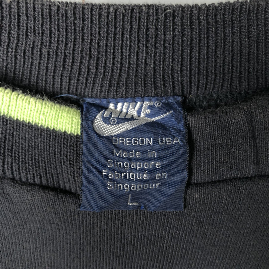Vintage 1980'S Nike Navy Tag Logo Sweatshirt, Men's Size L cotton black type Vintage Second Hand