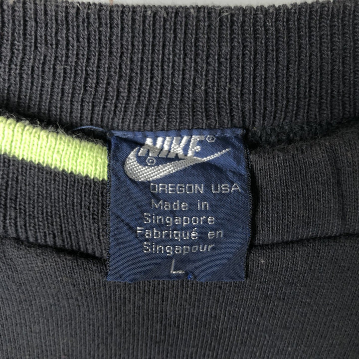 Vintage 1980'S Nike Navy Tag Logo Sweatshirt, Men's Size L cotton black type Vintage Second Hand