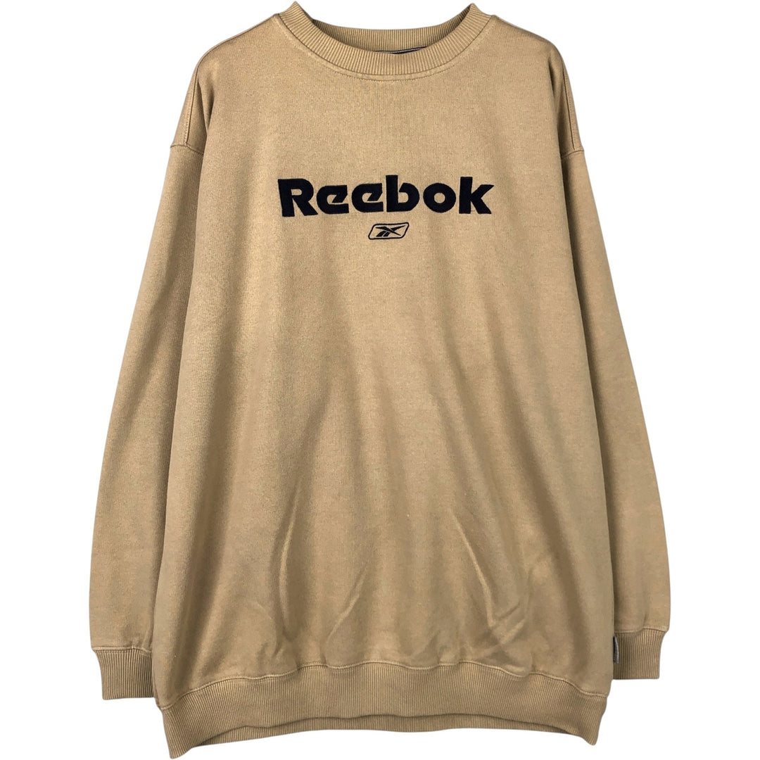 2000'S Reebok logo sweatshirt, men's size XL unclear Khaki type beige Vintage Second Hand