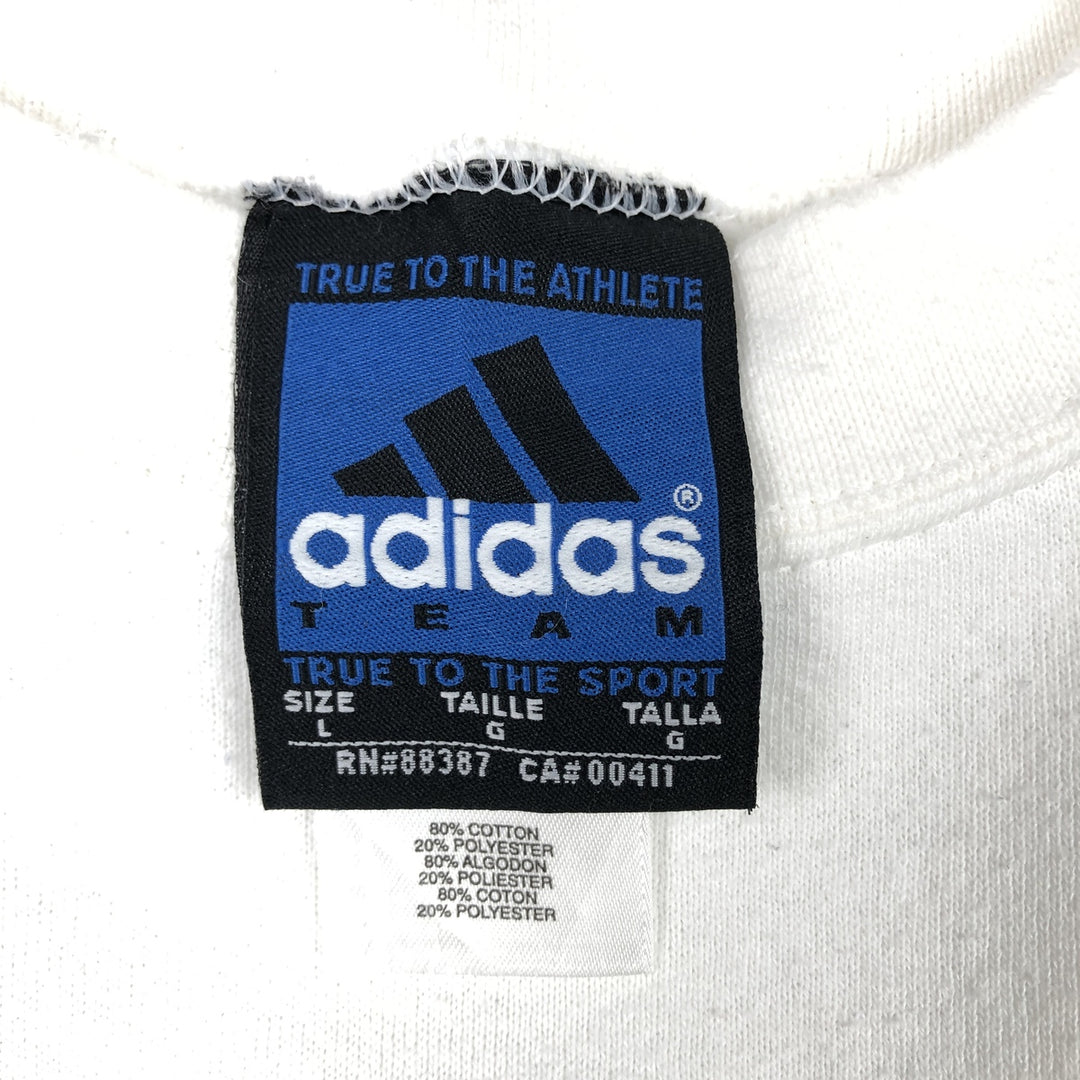 Vintage 90'S adidas Team logo sweatshirt, made in the USA, size L, men's cotton white type Vintage Second Hand
