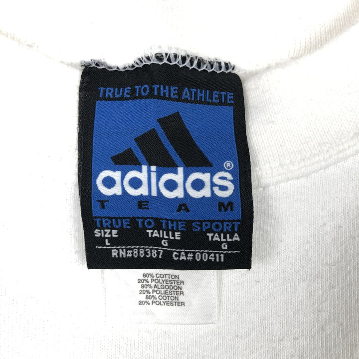 Vintage 90'S adidas Team logo sweatshirt, made in the USA, size L, men's cotton white type Vintage Second Hand