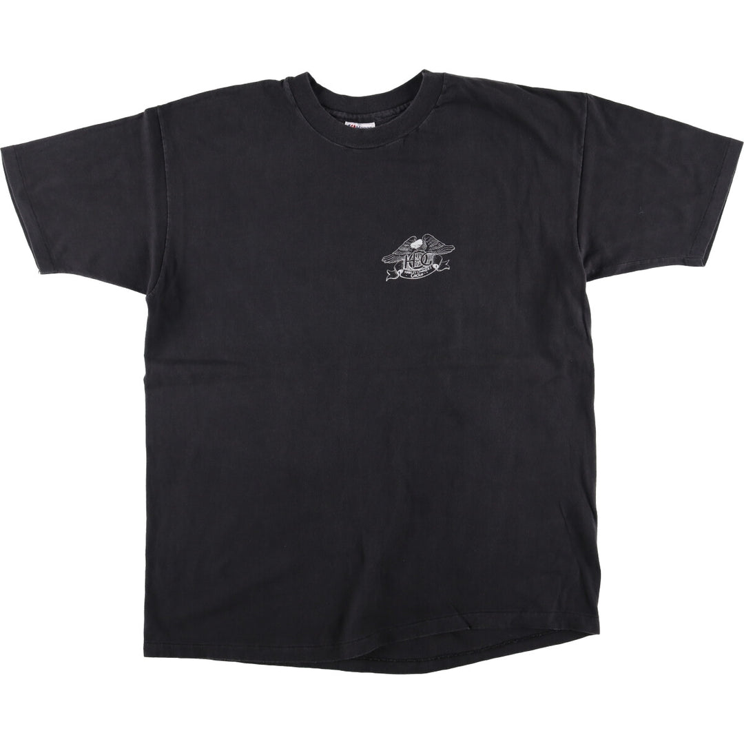 Hanes BEEFY-T Blue Tag Eagle Pattern Motorcycle T-Shirt, Made in USA, Men's XXL cotton black type Vintage Second Hand