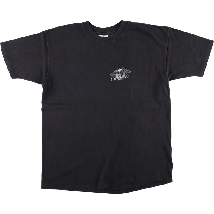 Hanes BEEFY-T Blue Tag Eagle Pattern Motorcycle T-Shirt, Made in USA, Men's XXL cotton black type Vintage Second Hand