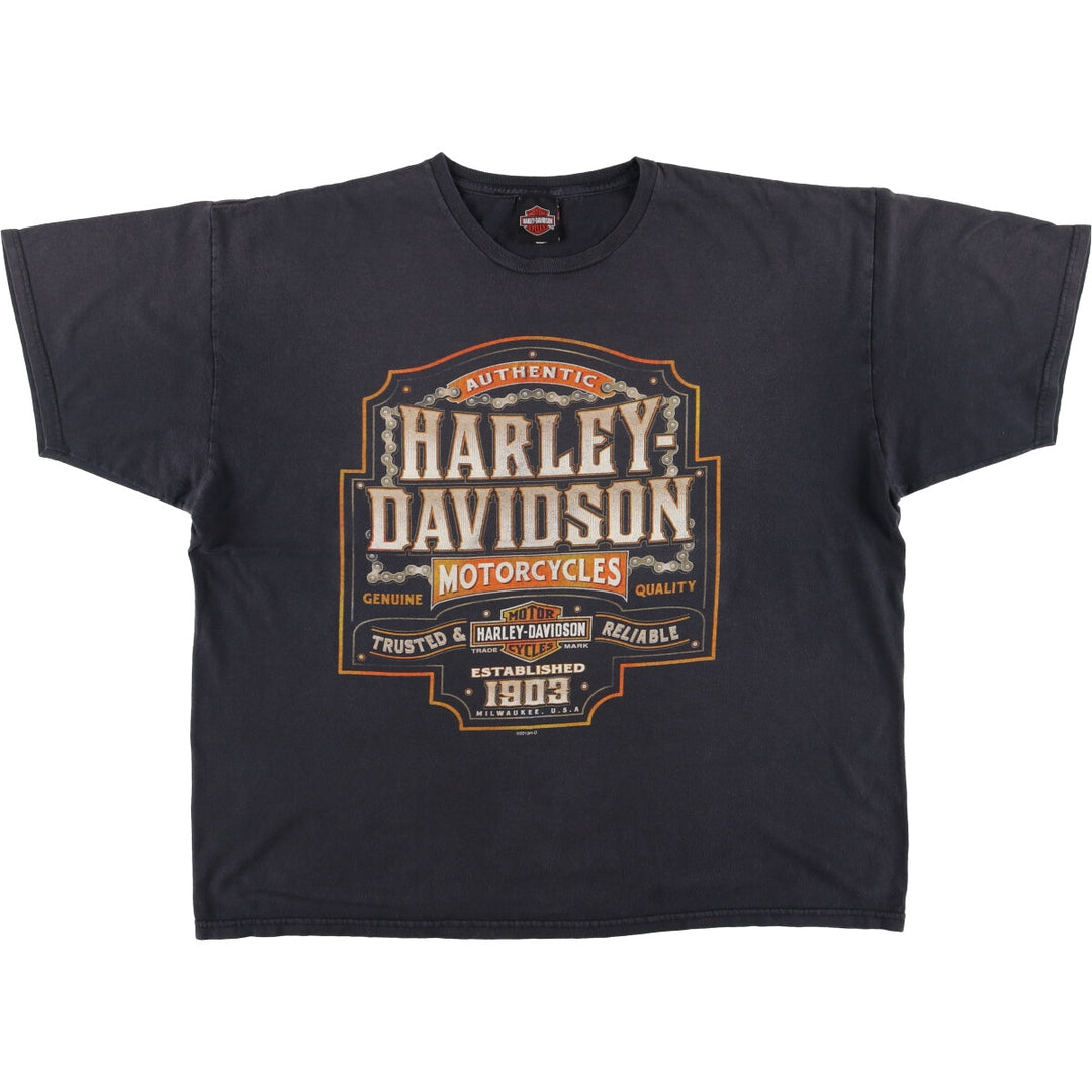 Harley-Davidson Fire Pattern Motorcycle Bike T-Shirt Men's XXL cotton Charcoal Vintage Second Hand