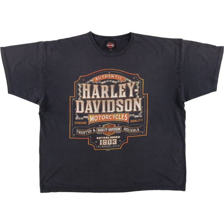Harley-Davidson Fire Pattern Motorcycle Bike T-Shirt Men's XXL cotton Charcoal Vintage Second Hand