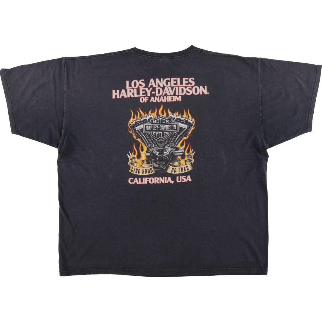 Harley-Davidson Fire Pattern Motorcycle Bike T-Shirt Men's XXL cotton Charcoal Vintage Second Hand