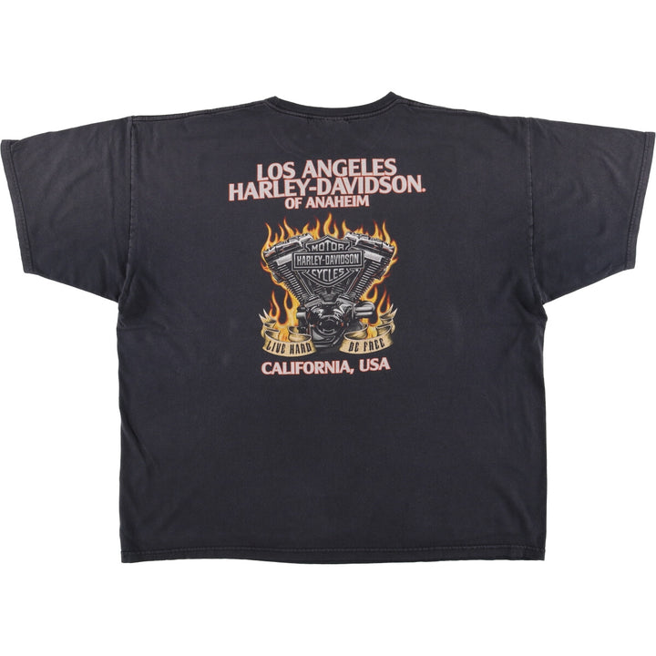 Harley-Davidson Fire Pattern Motorcycle Bike T-Shirt Men's XXL cotton Charcoal Vintage Second Hand