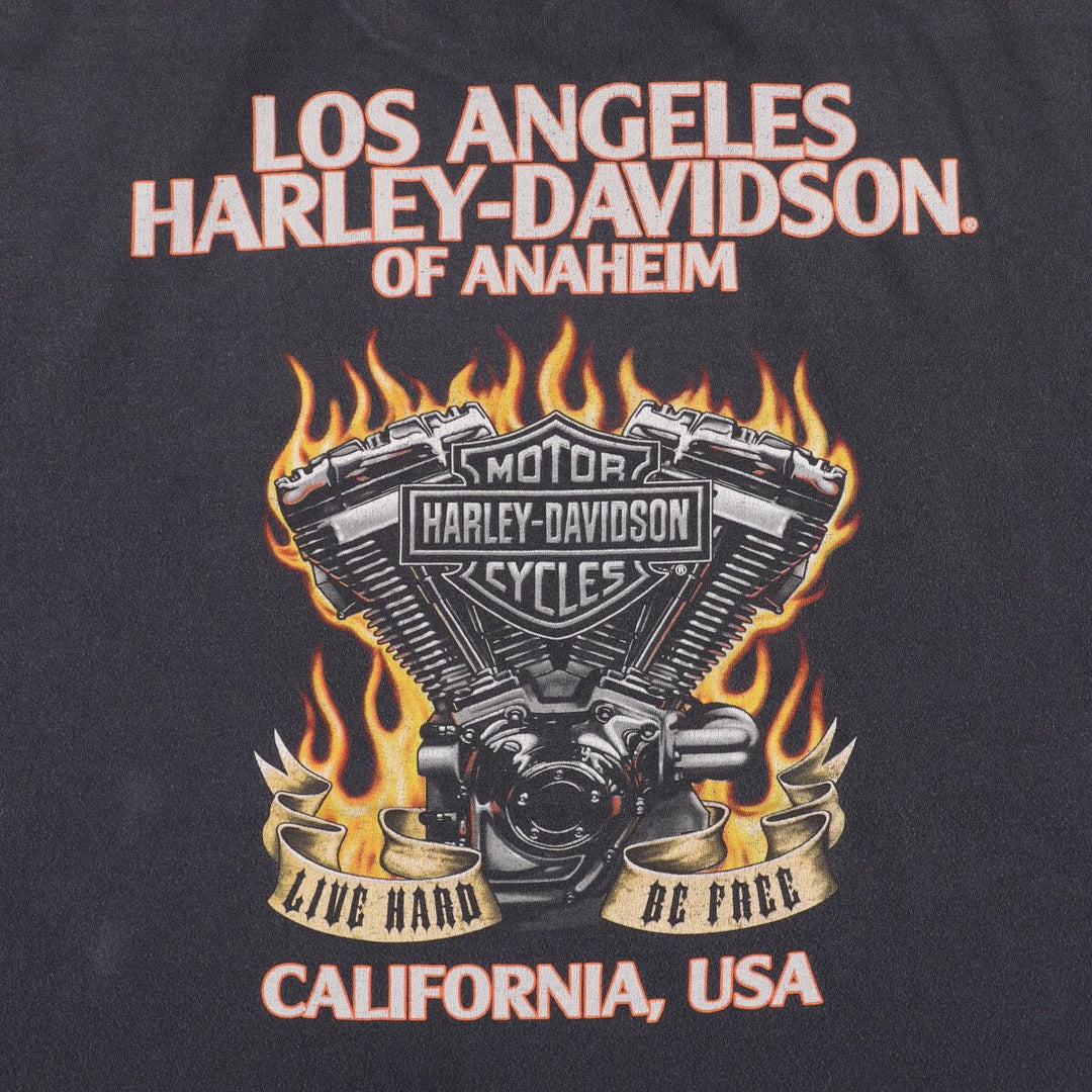 Harley-Davidson Fire Pattern Motorcycle Bike T-Shirt Men's XXL cotton Charcoal Vintage Second Hand