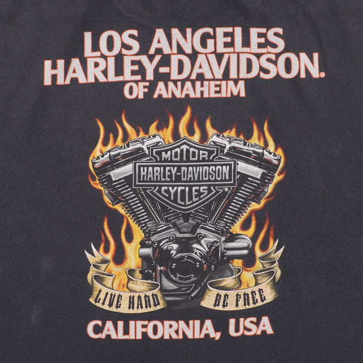 Harley-Davidson Fire Pattern Motorcycle Bike T-Shirt Men's XXL cotton Charcoal Vintage Second Hand