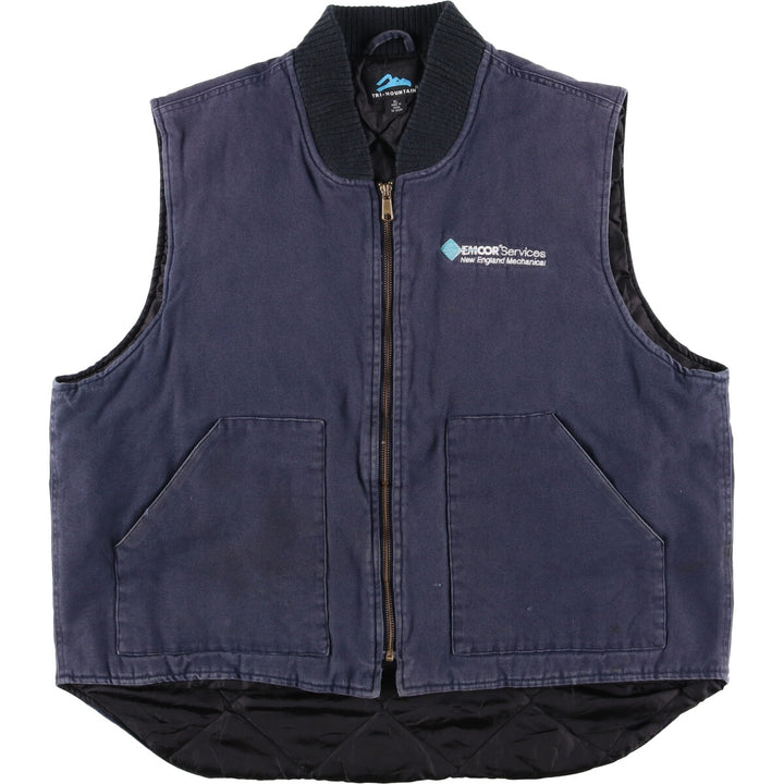 90'S Tri-Mountain Padded Advertising Duck Vest, Men's XL cotton navy blue type Vintage Second Hand