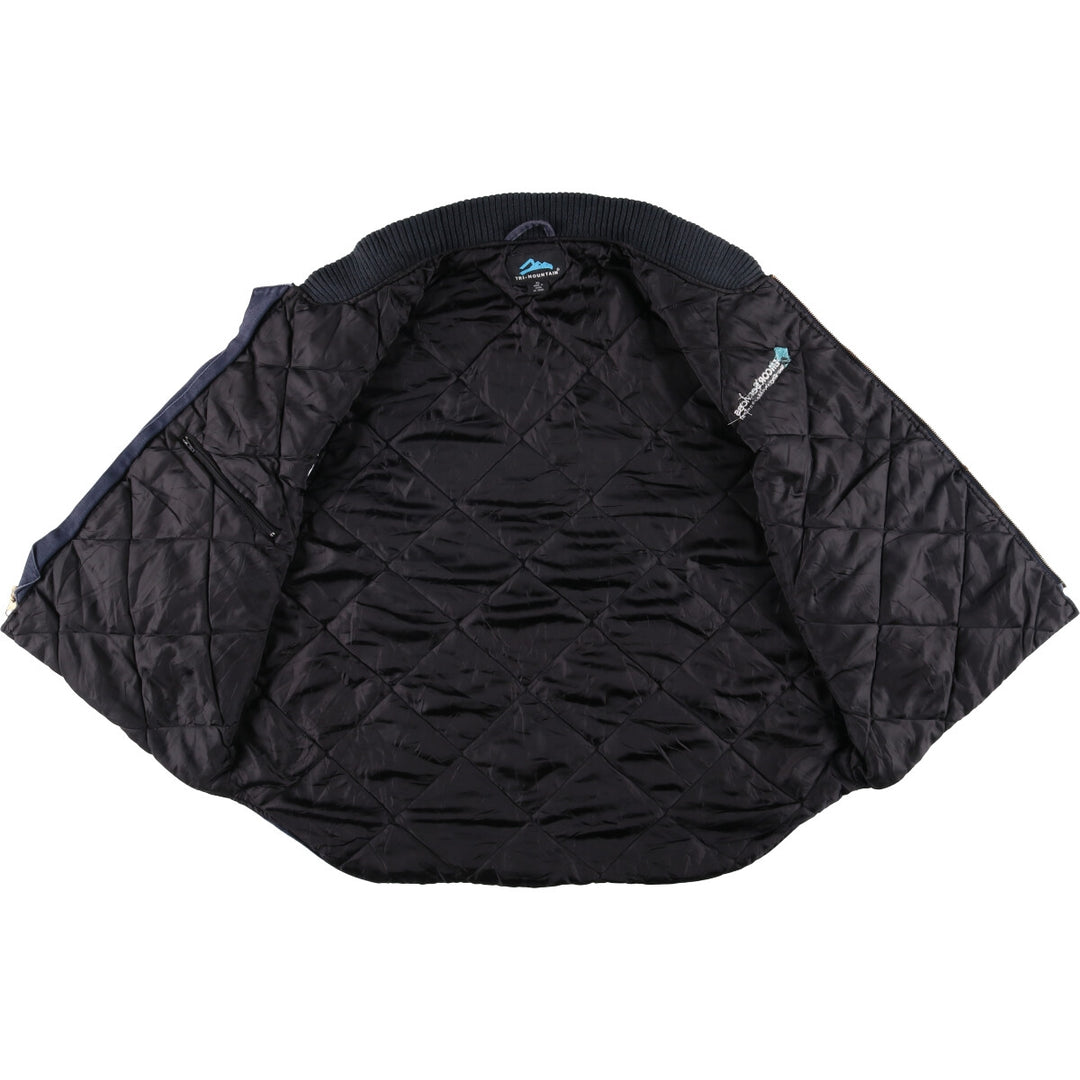 90'S Tri-Mountain Padded Advertising Duck Vest, Men's XL cotton navy blue type Vintage Second Hand