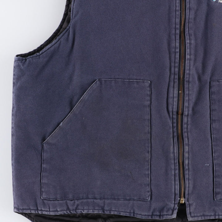 90'S Tri-Mountain Padded Advertising Duck Vest, Men's XL cotton navy blue type Vintage Second Hand