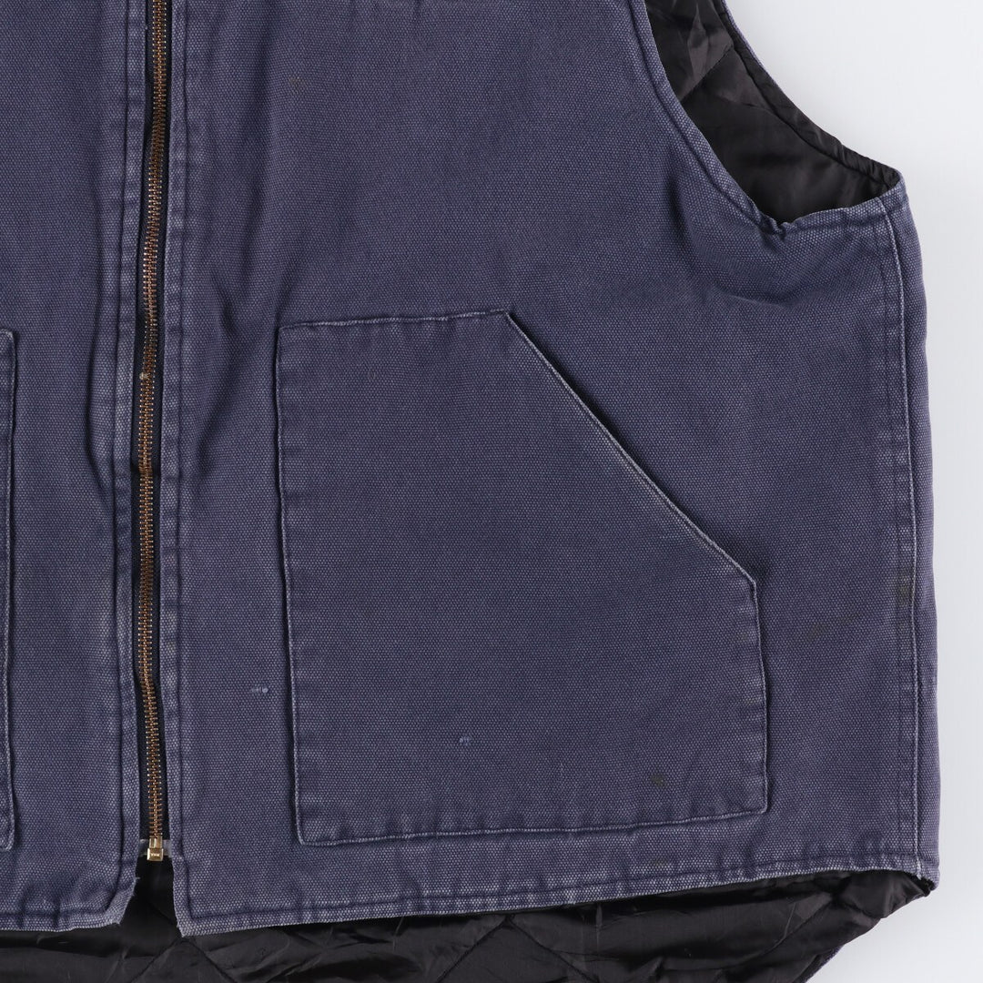 90'S Tri-Mountain Padded Advertising Duck Vest, Men's XL cotton navy blue type Vintage Second Hand