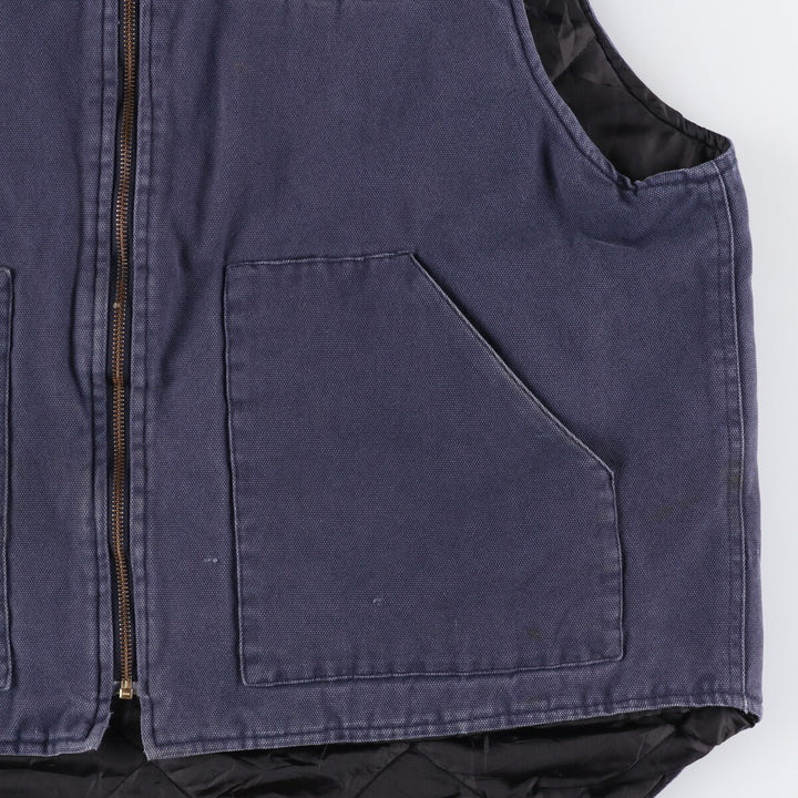 90'S Tri-Mountain Padded Advertising Duck Vest, Men's XL cotton navy blue type Vintage Second Hand