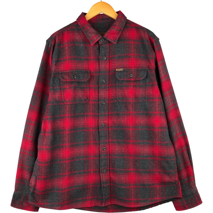 ORVIS Long Sleeve Flannel Check Shirt, Men's XL Size cotton red type Vintage Second Hand