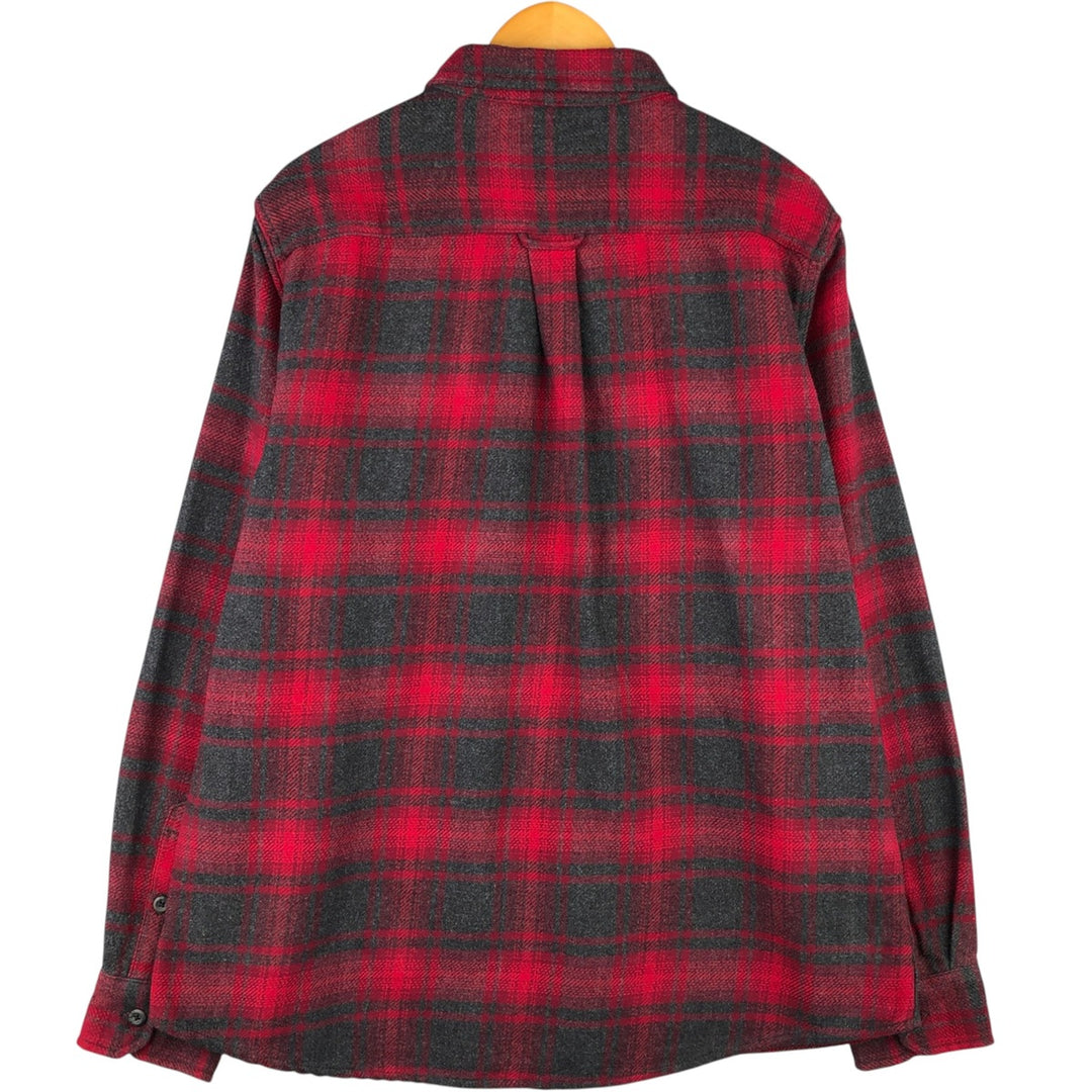 ORVIS Long Sleeve Flannel Check Shirt, Men's XL Size cotton red type Vintage Second Hand