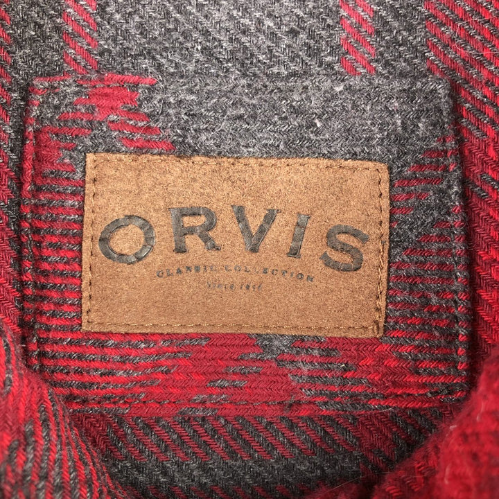 ORVIS Long Sleeve Flannel Check Shirt, Men's XL Size cotton red type Vintage Second Hand