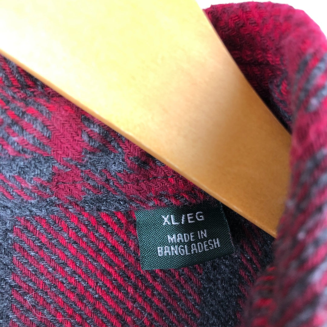 ORVIS Long Sleeve Flannel Check Shirt, Men's XL Size cotton red type Vintage Second Hand