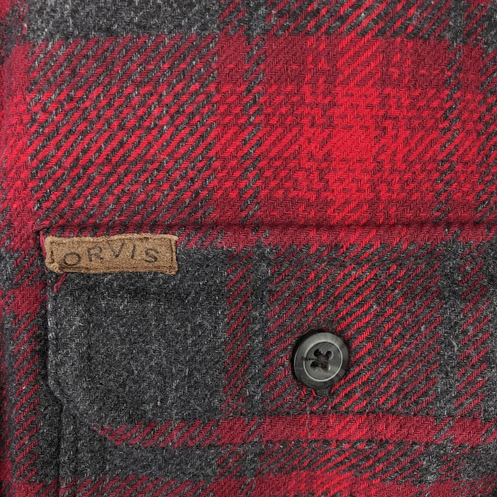 ORVIS Long Sleeve Flannel Check Shirt, Men's XL Size cotton red type Vintage Second Hand