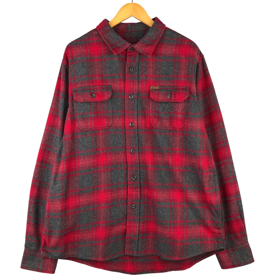 ORVIS Ombre Check Long Sleeve Flannel Check Shirt, Men's XL cotton red type Vintage Second Hand