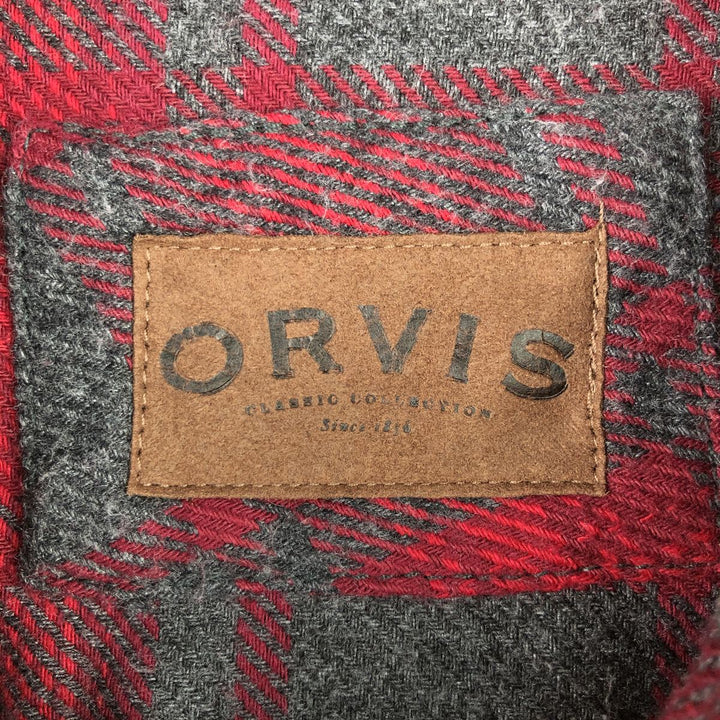ORVIS Ombre Check Long Sleeve Flannel Check Shirt, Men's XL cotton red type Vintage Second Hand