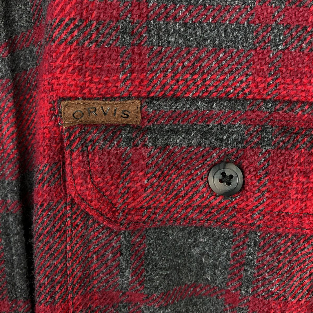 ORVIS Ombre Check Long Sleeve Flannel Check Shirt, Men's XL cotton red type Vintage Second Hand