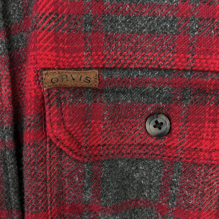 ORVIS Ombre Check Long Sleeve Flannel Check Shirt, Men's XL cotton red type Vintage Second Hand