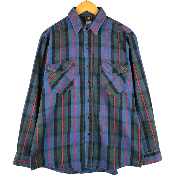 Vintage 1980'S Osh Kosh long-sleeved flannel check shirt, men's size L cotton blue type Vintage Second Hand