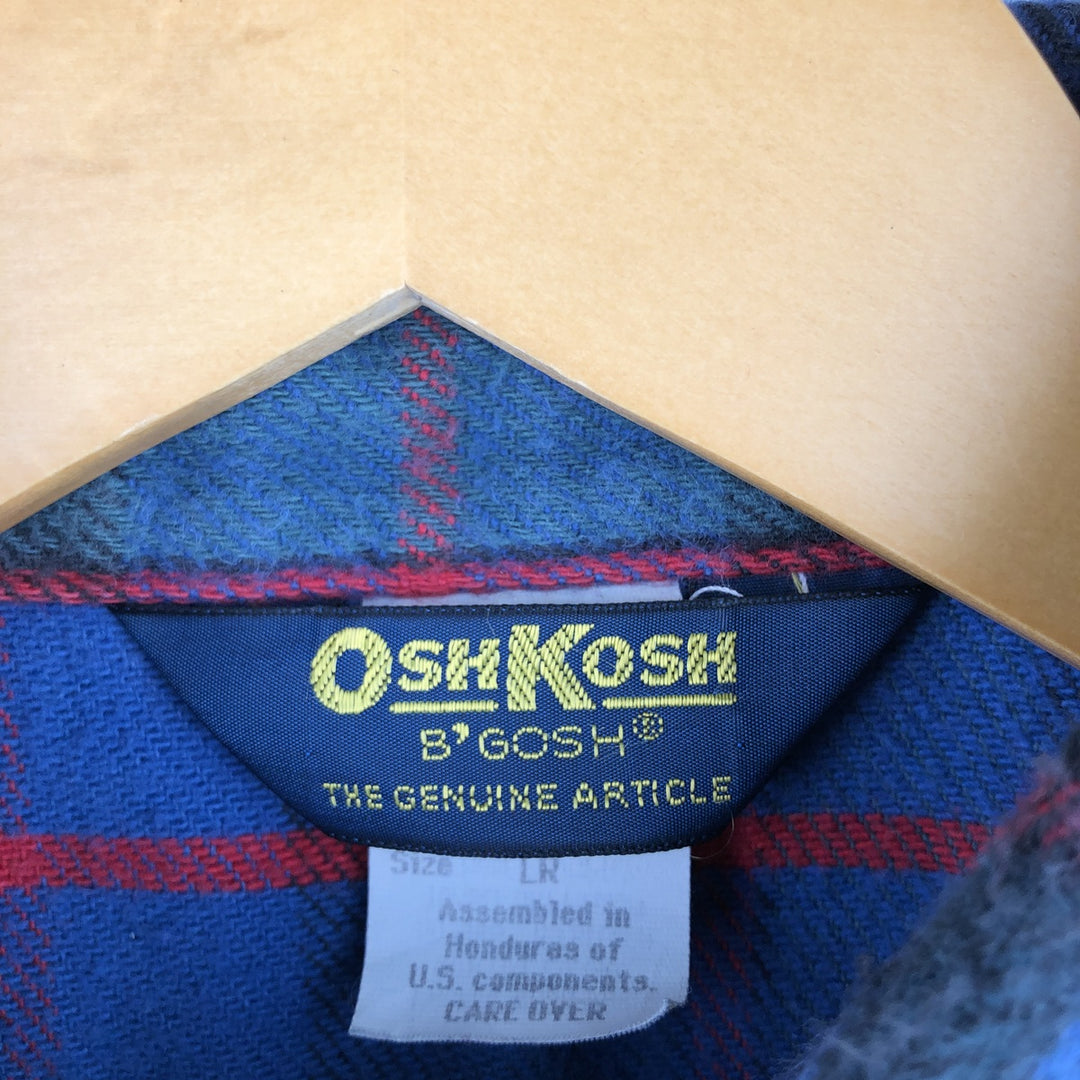 Vintage 1980'S Osh Kosh long-sleeved flannel check shirt, men's size L cotton blue type Vintage Second Hand
