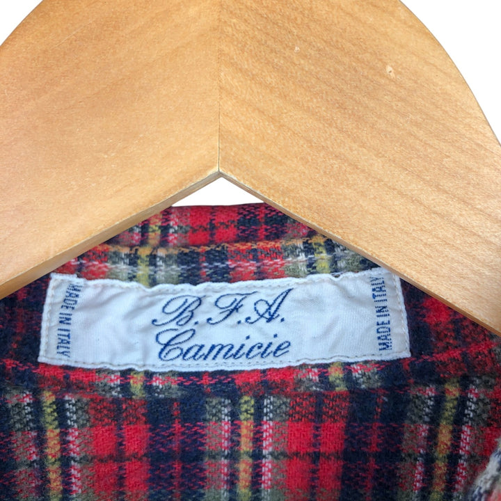 Vintage BFA Camicie Check Pattern Long Sleeve Chamois Cloth Shirt, Made in Italy, Men's Size XL unclear red type Vintage Second Hand