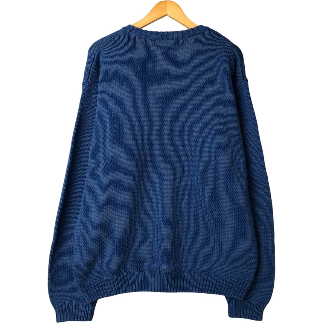 2000'S Eddie Bauer cotton knit sweater, men's size L cotton blue type Vintage Second Hand