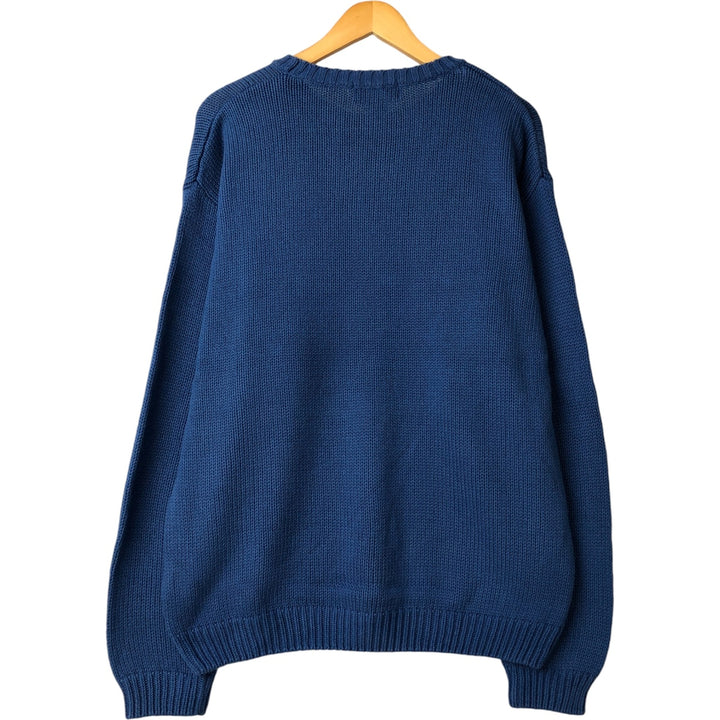 2000'S Eddie Bauer cotton knit sweater, men's size L cotton blue type Vintage Second Hand