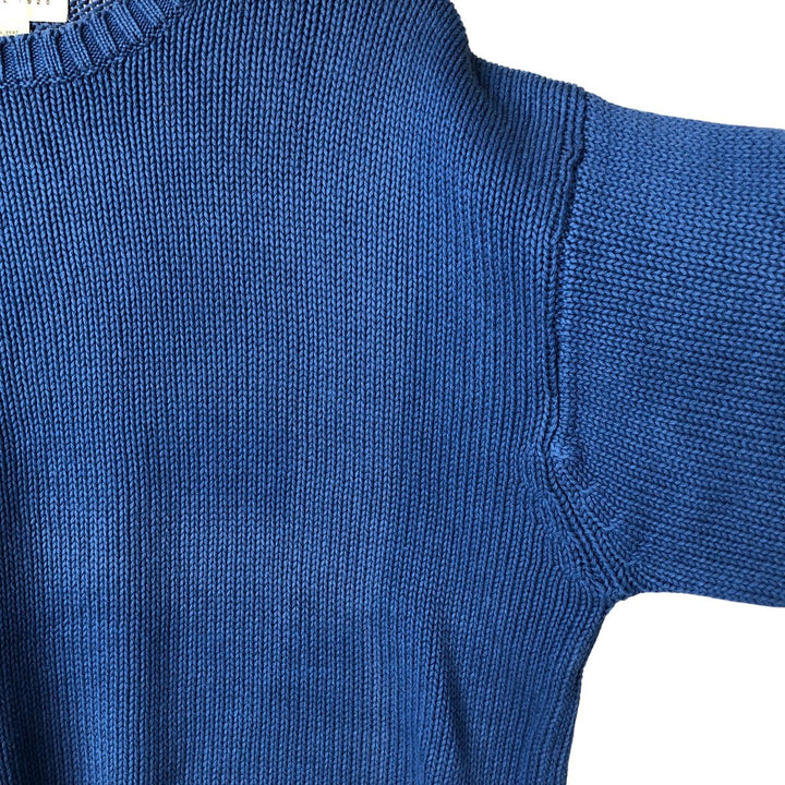2000'S Eddie Bauer cotton knit sweater, men's size L cotton blue type Vintage Second Hand