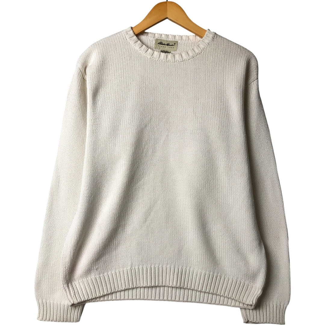 2000'S Eddie Bauer cotton knit sweater, men's size small cotton white type Vintage Second Hand